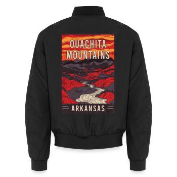 Erleben Sie die landschaftliche Pracht der Ouachita Mountains - Unisex Bomberjacke - Schwarz - Hinten - AI Model Male 185 light (185cm)