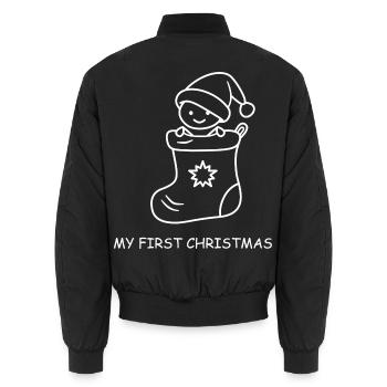 My First Christmas  - Unisex Bomberjacke - Schwarz - Hinten - AI Model Male 185 light (185cm)