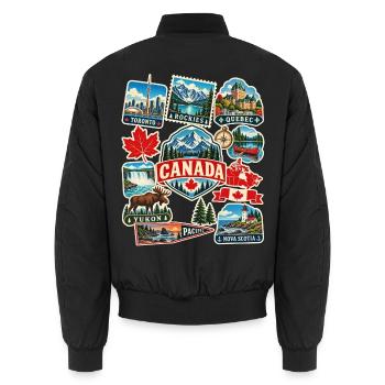 Kanada Reisesticker - Unisex Bomberjacke - Schwarz - Hinten - AI Model Male 185 light (185cm)