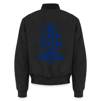 Bleib ruhig und stell dich dort hin – Suomi-huumori - Unisex Bomberjacke - Schwarz - Hinten - AI Model Male 185 light (185cm)