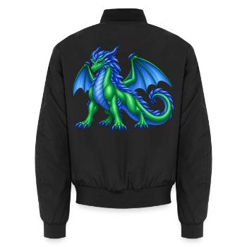 Majestätische Drachenmutter – Blau Grüner Drache - Unisex Bomberjacke - Schwarz - Hinten - AI Model Male 185 light (185cm)