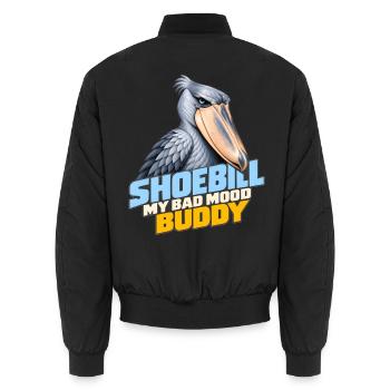 Schuhschnabel – Mein schlechte Laune-Kumpel | Exotischer Vogel - Unisex Bomberjacke - Schwarz - Hinten - AI Model Male 185 light (185cm)