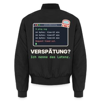 Ping Verzögerung: Latenz Meme - Unisex Bomberjacke - Schwarz - Hinten - AI Model Male 185 light (185cm)