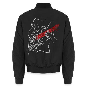 Akustikgitarre Bassist Musiker Gitarre Vintage - Unisex Bomberjacke - Schwarz - Hinten - AI Model Male 185 light (185cm)