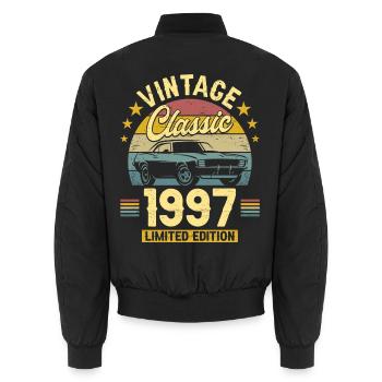 1997 30-Jahre-Jubiläums-Oldtimer - Unisex Bomberjacke - Schwarz - Hinten - AI Model Male 185 light (185cm)