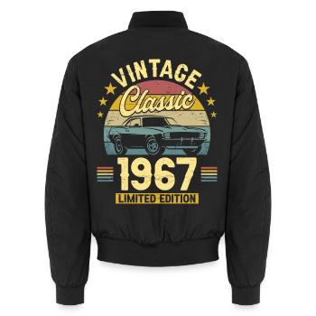 1967 60-Jahres-Jubiläums-Oldtimer - Unisex Bomberjacke - Schwarz - Hinten - AI Model Male 185 light (185cm)