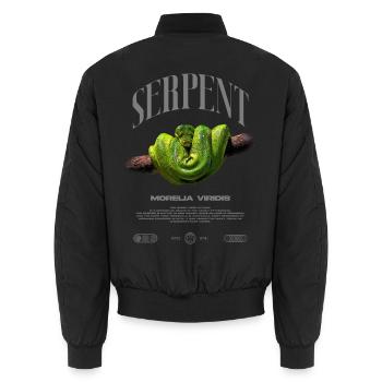Green Tree Python Modern Reptile Keeper Streetwear - Unisex Bomberjacke - Schwarz - Hinten - AI Model Male 185 light (185cm)