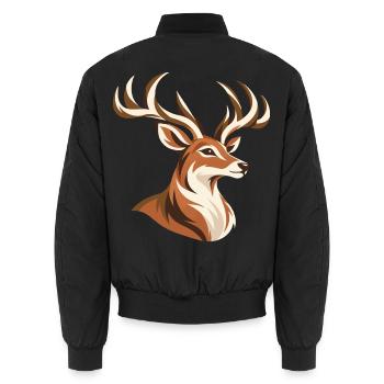 Majestätischer Hirsch mit großem Geweih  - Unisex Bomberjacke - Schwarz - Hinten - AI Model Male 185 light (185cm)