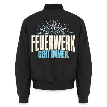 Feuerwerk geht immer - Unisex Bomberjacke - Schwarz - Hinten - AI Model Male 185 light (185cm)