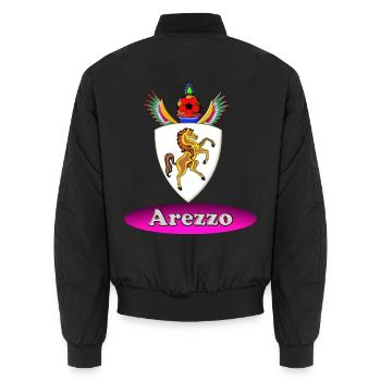 Arezzo-Pferdewappen – Majestätischer Hengst Heraldic Em - Unisex Bomberjacke - Schwarz - Hinten - AI Model Male 185 light (185cm)