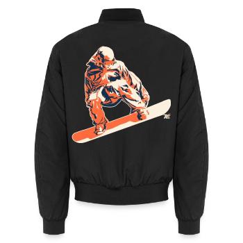 Snowboarder im Sprung – Retro Stil - Unisex Bomberjacke - Schwarz - Hinten - AI Model Male 185 light (185cm)