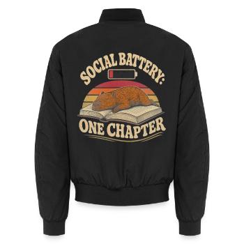 Capybara Bücherwurm Introvertiert - Unisex Bomberjacke - Schwarz - Hinten - AI Model Male 185 light (185cm)