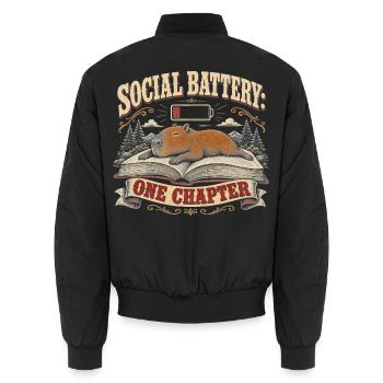 Capybara Lesen Bücherwurm Retro - Unisex Bomberjacke - Schwarz - Hinten - AI Model Male 185 light (185cm)