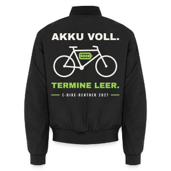 E-Bike Rentner 2027 - Unisex Bomberjacke - Schwarz - Hinten - AI Model Male 185 light (185cm)