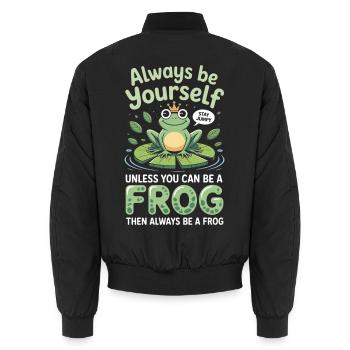 Sei immer du selbst, es sei denn, du kannst ein Frosch sein - Unisex Bomberjacke - Schwarz - Hinten - AI Model Male 185 light (185cm)