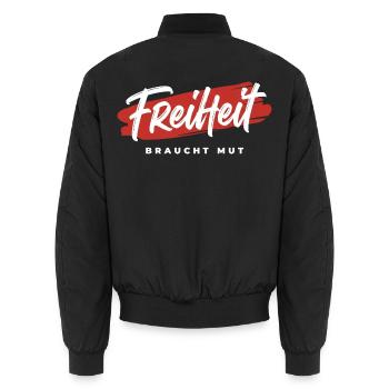Freiheit braucht Mut Meinungsfreiheit - Unisex Bomberjacke - Schwarz - Hinten - AI Model Male 185 light (185cm)