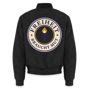 Freiheit braucht Mut Meinungsfreiheit - Unisex Bomberjacke - Schwarz - Hinten - AI Model Male 185 light (185cm)