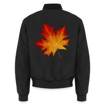 Ahornblatt - Buntes Herbstblatt - Unisex Bomberjacke - Schwarz - Hinten - AI Model Male 185 light (185cm)