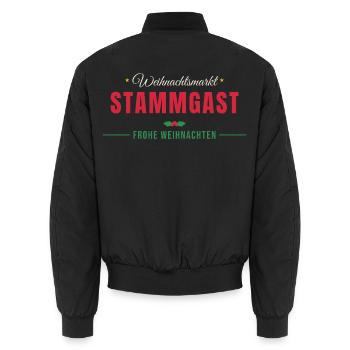 Weihnachtsmarkt Stammgast - Glühwein - Unisex Bomberjacke - Schwarz - Hinten - AI Model Male 185 light (185cm)