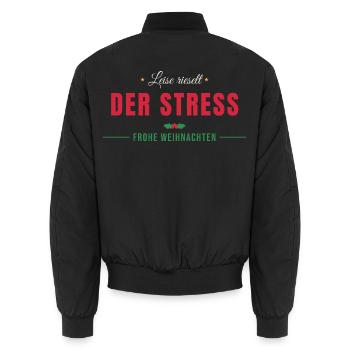 Leise rieselt der Stress - Weihnachten - Unisex Bomberjacke - Schwarz - Hinten - AI Model Male 185 light (185cm)