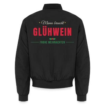 Mama braucht Glühwein - Weihnachten - Unisex Bomberjacke - Schwarz - Hinten - AI Model Male 185 light (185cm)
