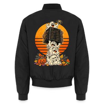Halloween Geister-Lasttest für IT-Engineers - Unisex Bomberjacke - Schwarz - Hinten - AI Model Male 185 light (185cm)