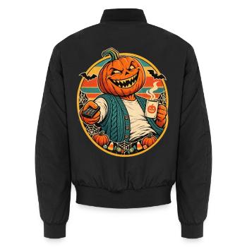 Halloween-Kürbisopa im Ruhestand - Unisex Bomberjacke - Schwarz - Hinten - AI Model Male 185 light (185cm)