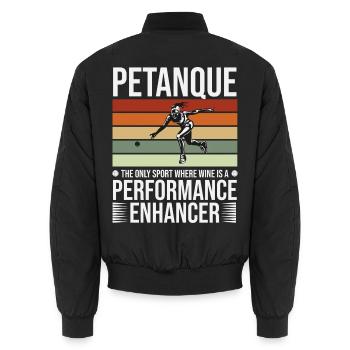 Boule – Der einzige Sport, wo Wein hilft - Unisex Bomberjacke - Schwarz - Hinten - AI Model Male 185 light (185cm)
