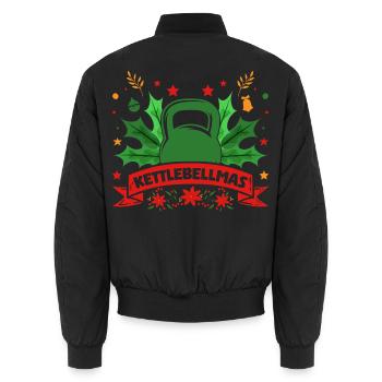 Fitness Fanatics Kettlebellmas - Unisex Bomberjacke - Schwarz - Hinten - AI Model Male 185 light (185cm)