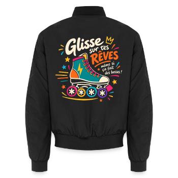 Skate & Shine - Unisex Bomberjacke - Schwarz - Hinten - AI Model Male 185 light (185cm)