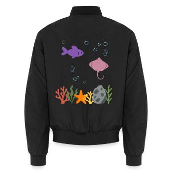 Fisch Unterwasser Kinder Rochen Ozean - Unisex Bomberjacke - Schwarz - Hinten - AI Model Male 185 light (185cm)
