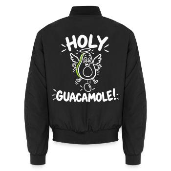 Holy Guacamole – Lustige und skurrile Engels-Avocado - Unisex Bomberjacke - Schwarz - Hinten - AI Model Male 185 light (185cm)