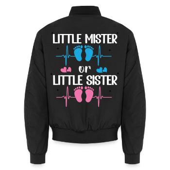 Little Mister Or Little Sister Baby-Geschlechtsenthüllung - Unisex Bomberjacke - Schwarz - Hinten - AI Model Male 185 light (185cm)