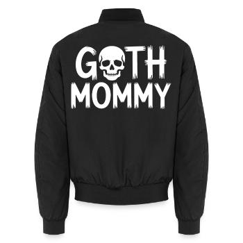 Goth-Mama-Schädel-Tee - Unisex Bomberjacke - Schwarz - Hinten - AI Model Male 185 light (185cm)