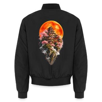 Mond in Edo | Wunderschönes antikes Tokio - Unisex Bomberjacke - Schwarz - Hinten - AI Model Male 185 light (185cm)