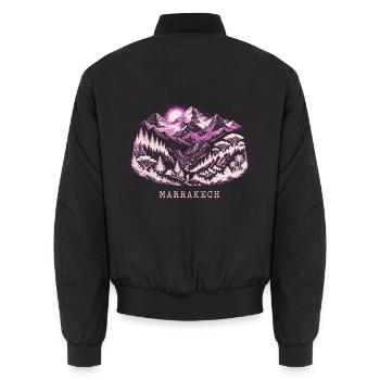 Marrakesch Mountain Magenta Retro - Unisex Bomberjacke - Schwarz - Hinten - AI Model Male 185 light (185cm)