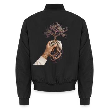 Gerootete Konsolen-Bloom - Unisex Bomberjacke - Schwarz - Hinten - AI Model Male 185 light (185cm)