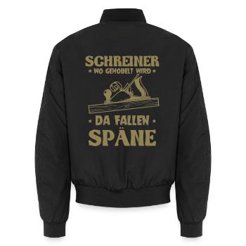Schreiner wo gehobelt wird da Fallen Späne - Unisex Bomberjacke - Schwarz - Hinten - AI Model Male 185 light (185cm)