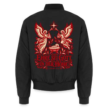 Ehre sei Gott in der Höhe Engel Krippe Lukas 2 - Unisex Bomberjacke - Schwarz - Hinten - AI Model Male 185 light (185cm)