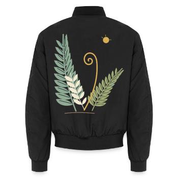 Entfaltende Waldfarne - Unisex Bomberjacke - Schwarz - Hinten - AI Model Male 185 light (185cm)