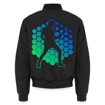 Geschenkidee für einen Gitarren-Fan mit E-Gitarre - Unisex Bomberjacke - Schwarz - Hinten - AI Model Male 185 light (185cm)