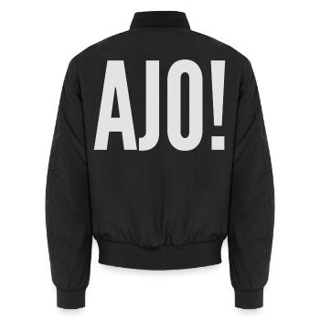 Ajo - Rheinland Pfalz Pälzer Dialekt Schorle - Unisex Bomberjacke - Schwarz - Hinten - AI Model Male 185 light (185cm)