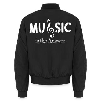 Musik - Music is the answer  - Unisex Bomberjacke - Schwarz - Hinten - AI Model Male 185 light (185cm)