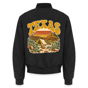 Texas Wüstensonnenuntergang Retro - Unisex Bomberjacke - Schwarz - Hinten - AI Model Male 185 light (185cm)