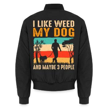 I Like Weed, My Dog and 3 People - Unisex Bomberjacke - Schwarz - Hinten - AI Model Male 185 light (185cm)