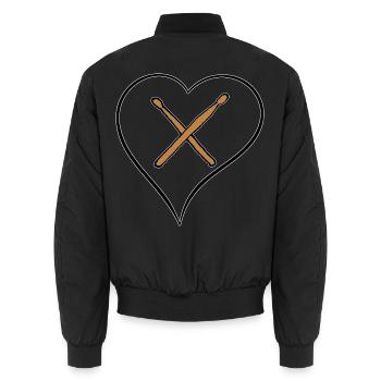 Herz Drumsticks liebe Schlagzeug - Unisex Bomberjacke - Schwarz - Hinten - AI Model Male 185 light (185cm)