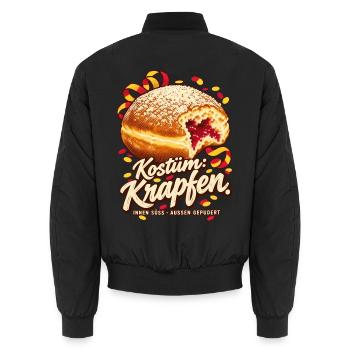 Kostüm Krapfen Fasching - Unisex Bomberjacke - Schwarz - Hinten - AI Model Male 185 light (185cm)