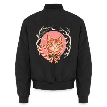 Weihnachtskatze Zuckerstange Vintage Retro - Unisex Bomberjacke - Schwarz - Hinten - AI Model Male 185 light (185cm)