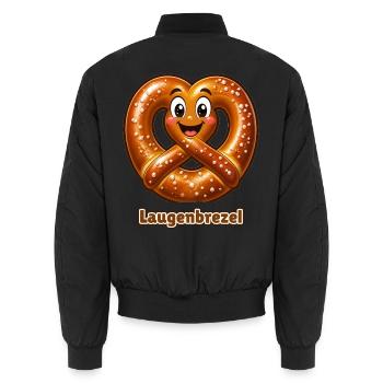 Laugenbrezel Kostüm Fasching Fasnet Verkleidung - Unisex Bomberjacke - Schwarz - Hinten - AI Model Male 185 light (185cm)