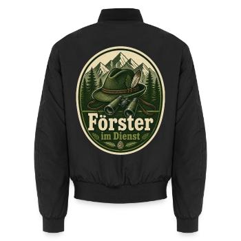 Förster im Dienst Kostüm Wald Verkleidung Fasching - Unisex Bomberjacke - Schwarz - Hinten - AI Model Male 185 light (185cm)